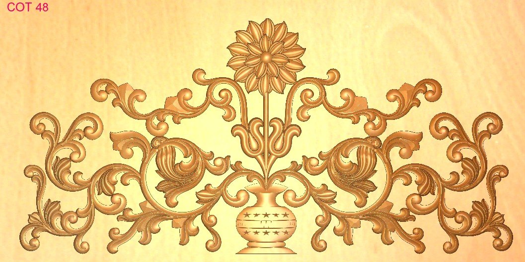COT DESIGNS - COT-48 Ornate Floral Vase Decorative Relief Panel 3D Model